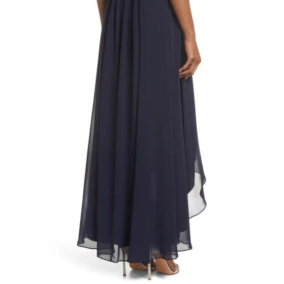 Eliza J Navy Blue Embellished High/Low Chiffon Dress - Picture 6 of 6
